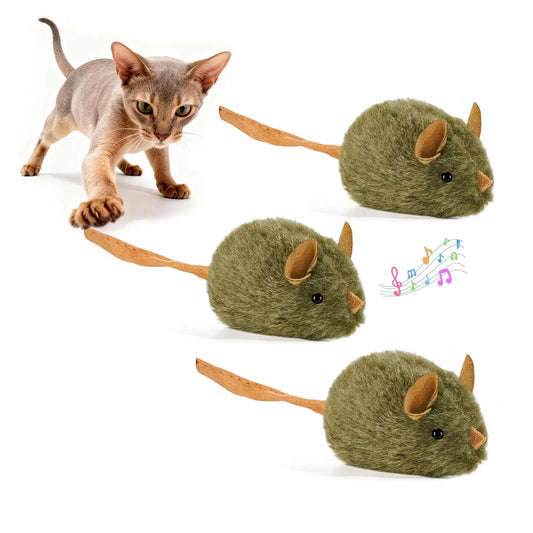 Potaroma 3-Pack Interactive Plush Cat Toys - Realistic Squeaky Mice for Indoor Play and Enrichment for Kittens, Adults, and Senior Cats - Ideal Gift Set for Pet Enthusiasts