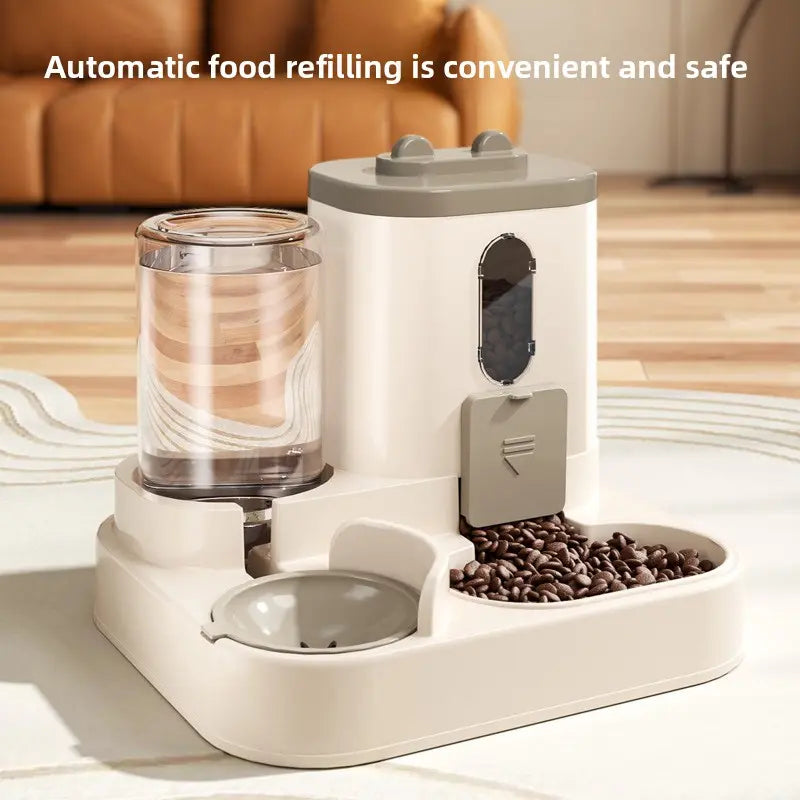 Automatic Cat Feeder and Water Dispenser Combo, Gravity-Operated, Durable Plastic Design, Ideal for Cats, User-Friendly Pet Supplies