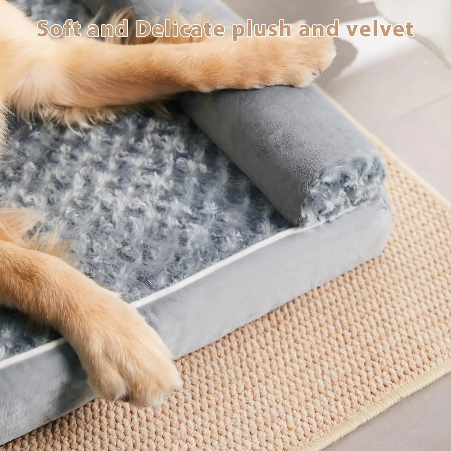 Orthopedic Self-Warming Calming Dog Bed for Medium to Large Dogs, Waterproof Couch Pet Bed with Removable Washable Cover by Summervibes