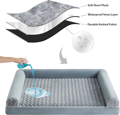Orthopedic Self-Warming Calming Dog Bed for Medium to Large Dogs, Waterproof Couch Pet Bed with Removable Washable Cover by Summervibes