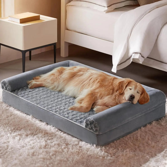 Orthopedic Self-Warming Calming Dog Bed for Medium to Large Dogs, Waterproof Couch Pet Bed with Removable Washable Cover by Summervibes