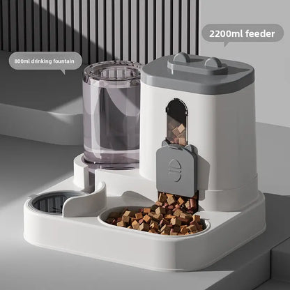 Automatic Cat Feeder and Water Dispenser Combo, Gravity-Operated, Durable Plastic Design, Ideal for Cats, User-Friendly Pet Supplies