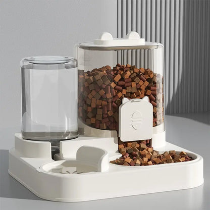 Automatic Cat Feeder and Water Dispenser Combo, Gravity-Operated, Durable Plastic Design, Ideal for Cats, User-Friendly Pet Supplies