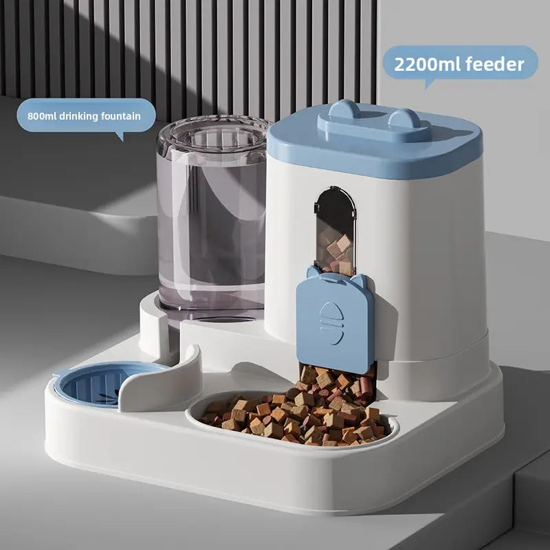 Automatic Cat Feeder and Water Dispenser Combo, Gravity-Operated, Durable Plastic Design, Ideal for Cats, User-Friendly Pet Supplies