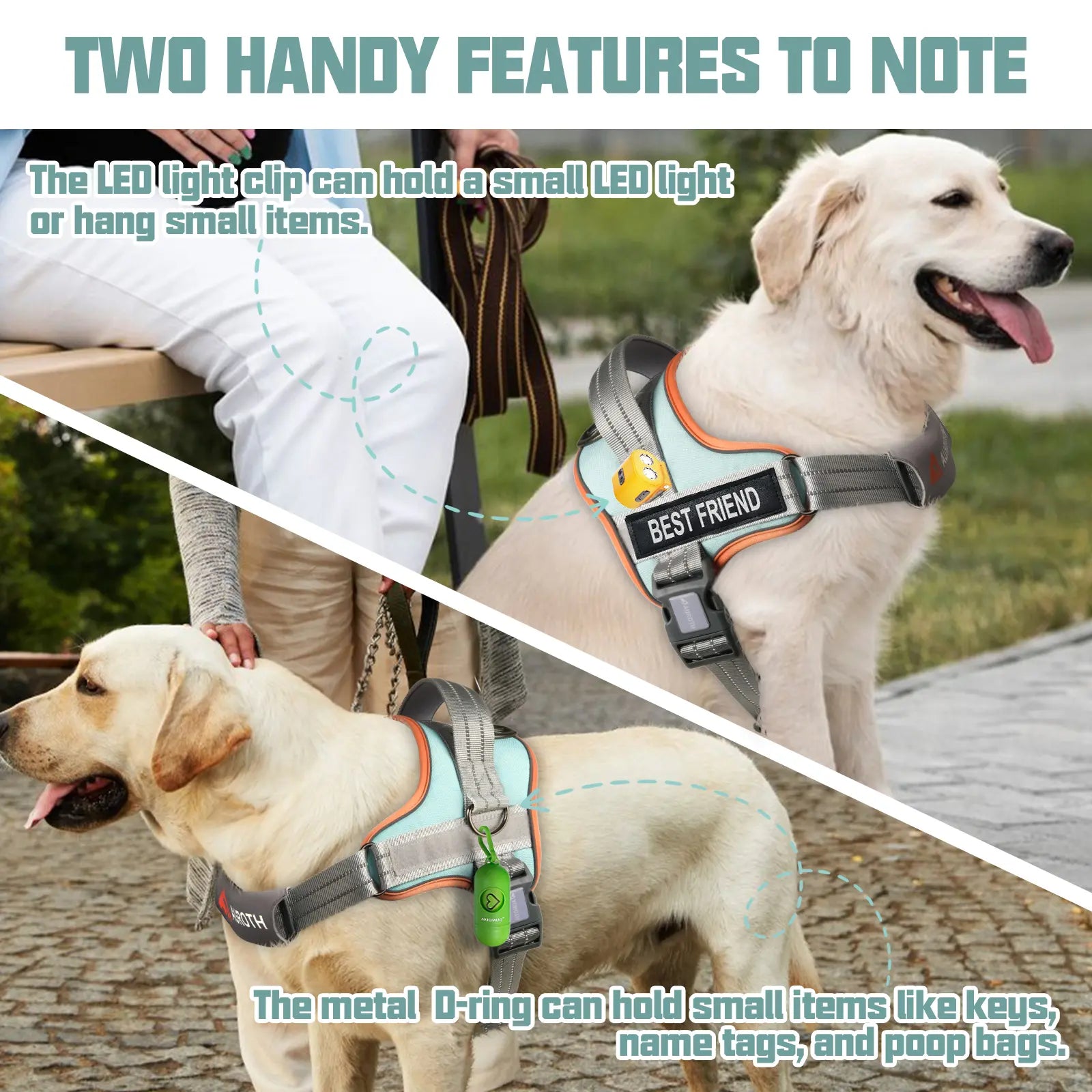 Auroth No Pull Dog Harness - Adjustable Soft Padded Safety Vest with Reflective Straps for Small, Medium, and Large Dogs - Ideal for Walking and Training