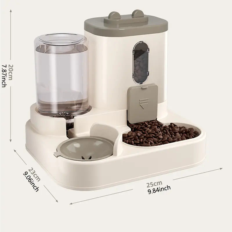 Automatic Cat Feeder and Water Dispenser Combo, Gravity-Operated, Durable Plastic Design, Ideal for Cats, User-Friendly Pet Supplies