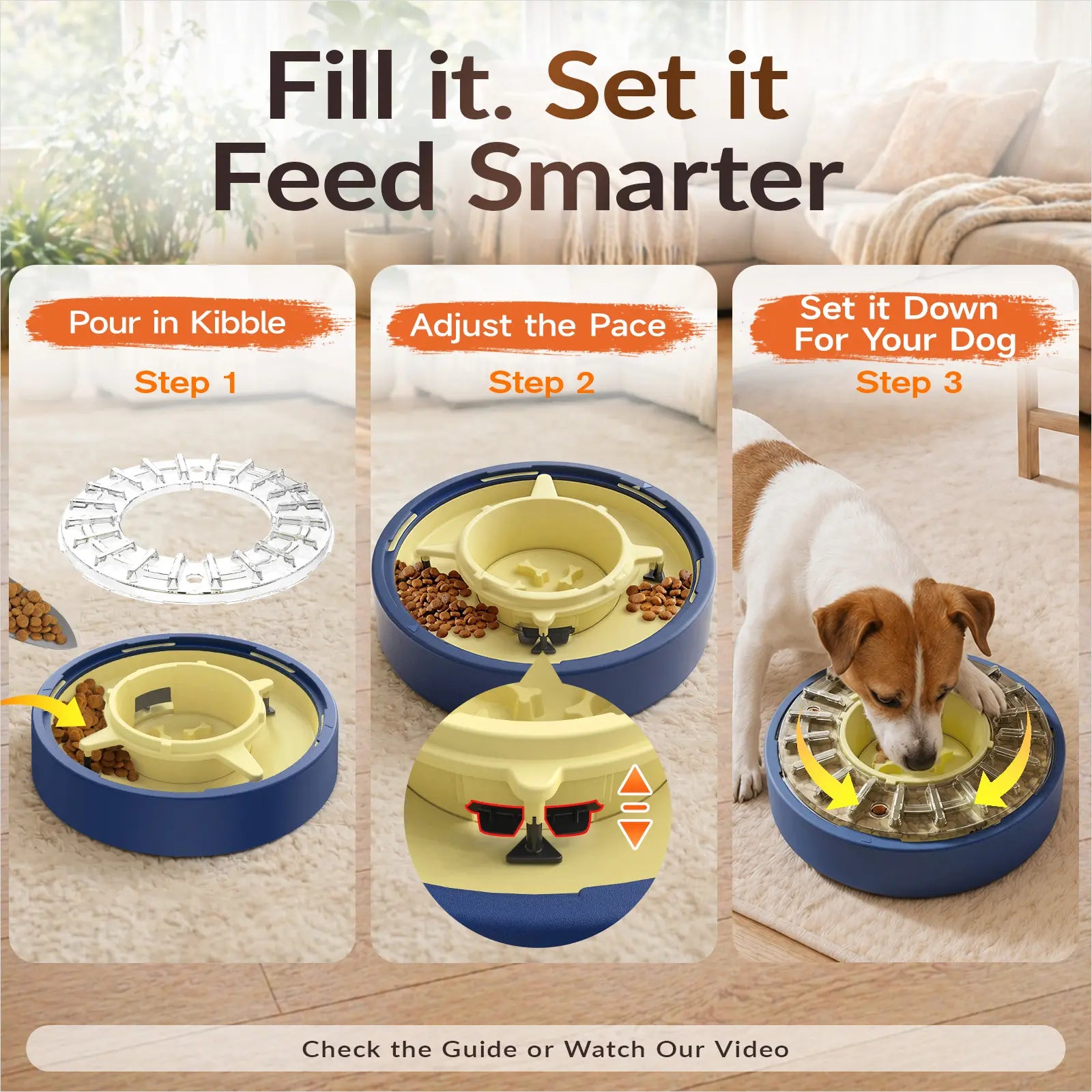 KADTC Adjustable Slow Feeder Bowl with Spinning Puzzle Design for Fast Eaters, Anti-Gulping Interactive Food Dispenser, 4-Cup Capacity, Promotes Mental Enrichment